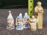 5 Antique Royal Worcester Porcelain Figural Candle Snuffers