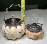 Mount Washington Melon Ribbed Biscuit Jar and Marmalade with Silverplate Mounts and Lids