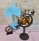 * Desk and Art Glass Lot