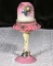 Webb Burmese Glass S. Clarke Patent Pedestal Fairy Lamp with Ivy Decoration