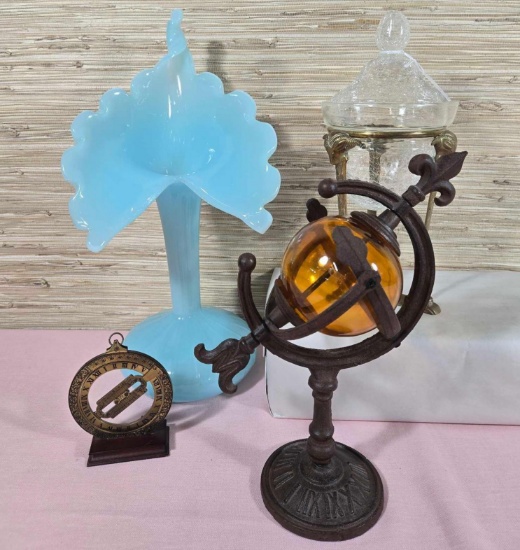 * Desk and Art Glass Lot
