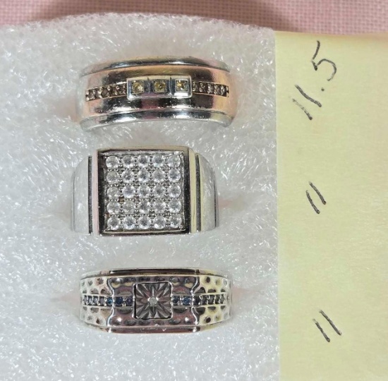 3 Men's Sterling Silver Rings