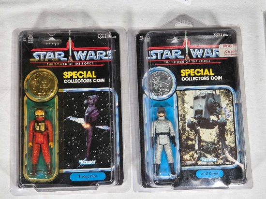 2 Star Wars 1984 POTF Final 17 Coin 92-A Card Action Figures MOC - AT-AS Driver, B Wing Pilot