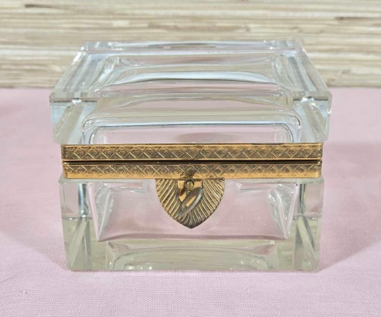 French Crystal Locking Jewelry Casket Box