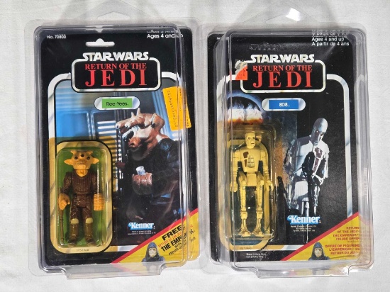 2 1983 Kenner Star Wars ROTJ 65-C Back Action Figures - Ree-Yees and 8D8 MOC w/ Free Emperor Offer