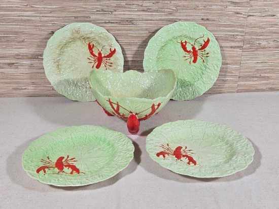 * 5 Pcs. Carlton Red Lobster and Cabbage Dinnerware