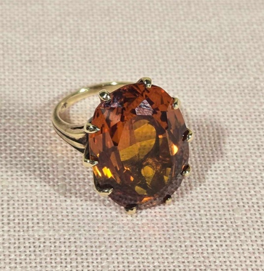 Vintage 10k Gold Orange Sapphire Ring