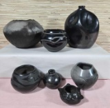 * 7 Pcs. Vintage Black Southwest Pottery