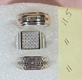 3 Men's Sterling Silver Rings