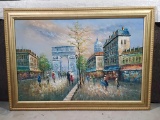 Wonderful Persian Painting Of Arc de Triomphe Paris Signed Joyce