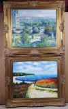 * 2 - Framed  Landscape Painting On Stretched Canvas after Claude Monet