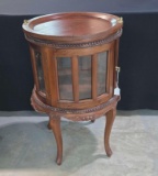 * Round Glass Sided Curio Cabinet with Lift Off Tray