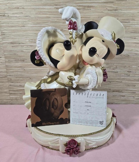 Mickey and Minnie Mouse Mistletoe Kiss Statue with COA