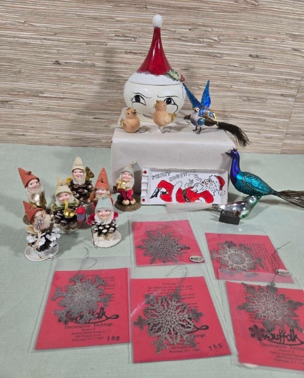 Vintage Christmas Ornaments and Decor incl. Kreiss Smoking Santa Ashtray