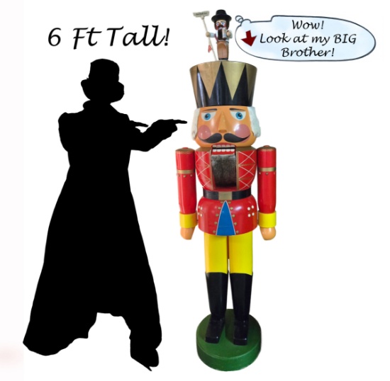 Life Size 6 Ft. Vintage "King Albert" Solid Hand Carved Wood Authentic German Nutcracker