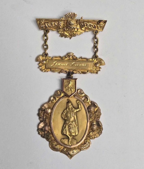 Antique Walter Scott 10k Gold Highlands Dance Medal