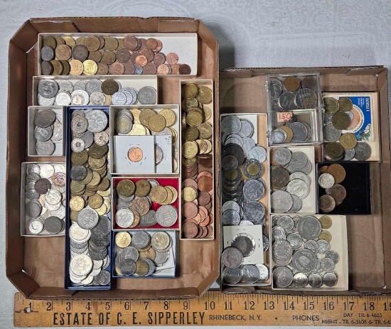 Tray Lot of Vintage European World Coins and Euros