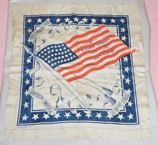 1888 Benjamin Harrison Presidential Campaign Silk Scarf