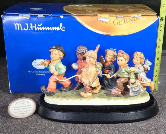 2000 Millennium Worldwide Wanderers #1440 LE Large Hummel Grouping with Stand & Original Box