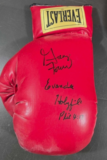 Dual-Signed George Foreman & Evander Holyfield Vintage Everlast Boxing Glove