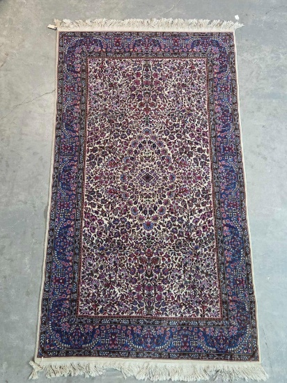 Kerman Mille Fleur Pattern Sino Persian 100% Wool Pile Accent Rug