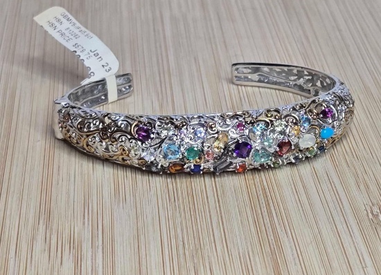 Gorgeous NWT Michael Valitutti MultiGemstone Hinged Cuff Bracelet