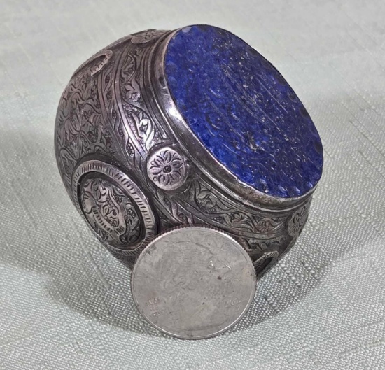 Substaintial Weighted Silver and Lapis Islamic Signet Seal Ring