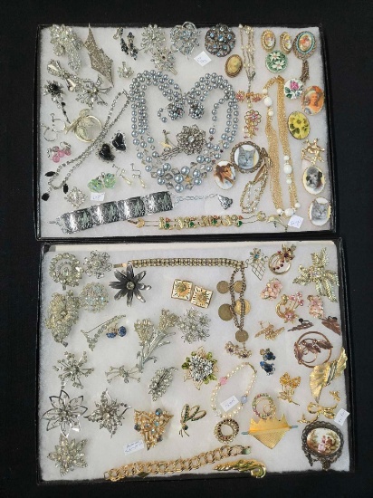 2 Displays Full of Costume Jewelry