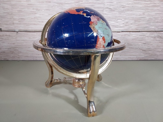 14" Mineral Globe in 18" Brass Holder
