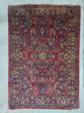 59" x 40" Persian Wool Sarouk or Kashan Rug