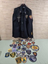 Police Uniform Shirt with Badge and Various Patches