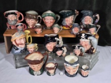 10 Pairs Large and Medium Size Royal Doulton Character Jugs