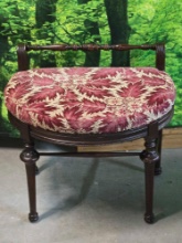 Victorian Upholstered Dressing Vanity Stool Bench Chair Antique