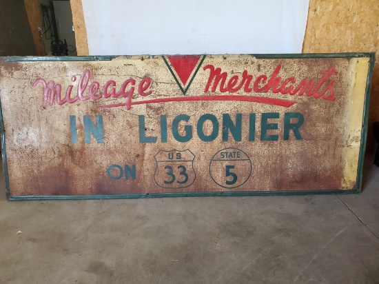 Mileage Merchants In Ligonier Sign