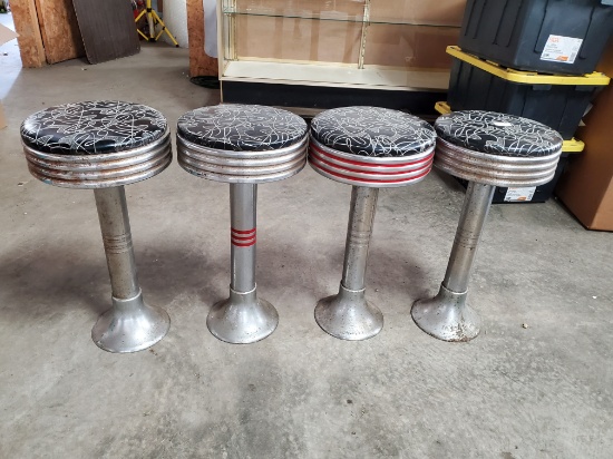 4 Diner Barstools W/Metal Base