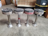 4 Diner Barstools W/Metal Base