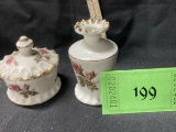 2 piece vanity set, small box and vase or brush holder