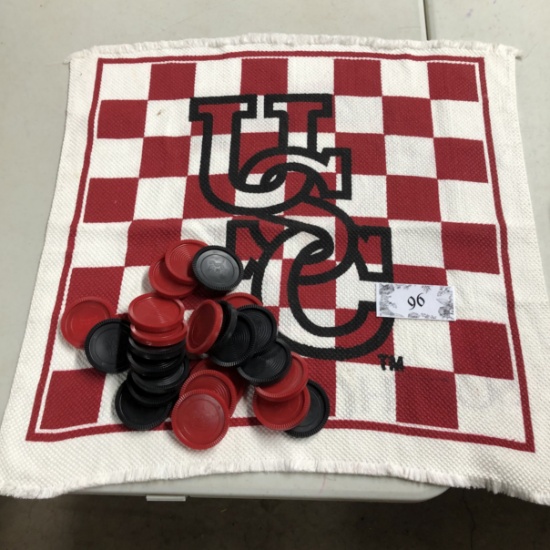 USC fabric checkerboard and plastic pieces