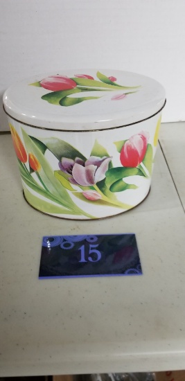 Tin, floral, Made in England
