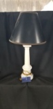 Columnar lamp with black shade