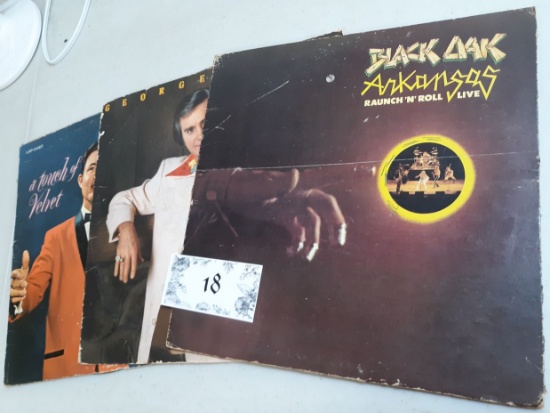 three vinyl records, jim reeves, george jones, black oak