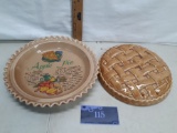 Apple pie pan with lid, ceramic, small chip