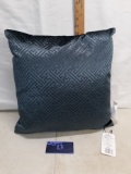 Pillow, gray blue, Greek Key Velvet Jacquard