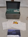 metal recipe box with cards