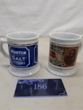 Two Corner Store Mug Collection, 1980s, Morton Salt, Smith Brothers Cough Drops