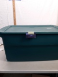 Green bin with lid, Sterilite
