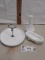 milk glass, avon bathtub, diamond bud vase, hobnail trifle dish