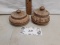 two wood carved trinket bowls with lids