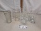 lot tumblers, glass and one plastic