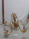 Brass 5 arm chandelier